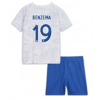 Frankrig Karim Benzema #19 Udebane Trøje Børn VM 2022 Kortærmet (+ Korte bukser)